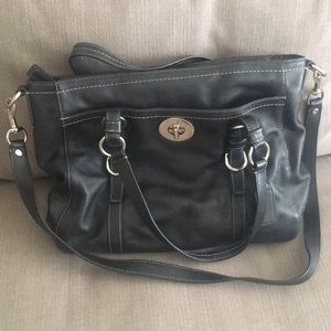 Black leather coach purse